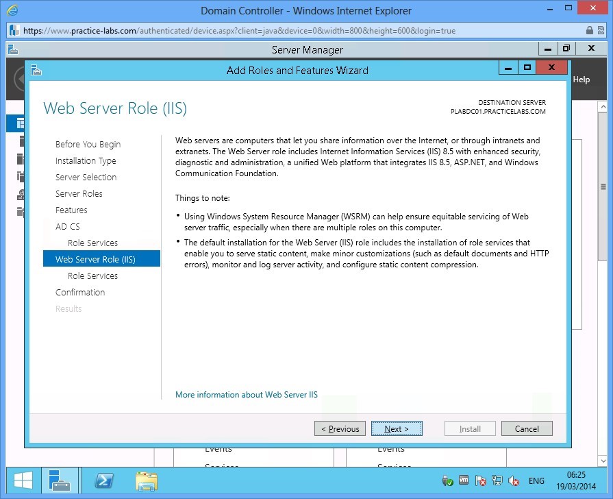 Practice Labs screenshot.